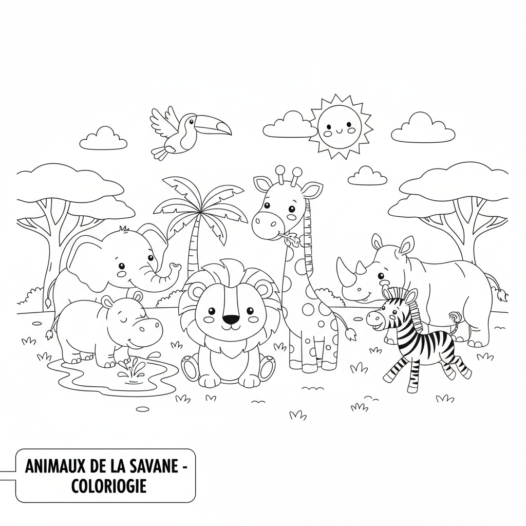 Coloriage animaux de la savane coloriage 2