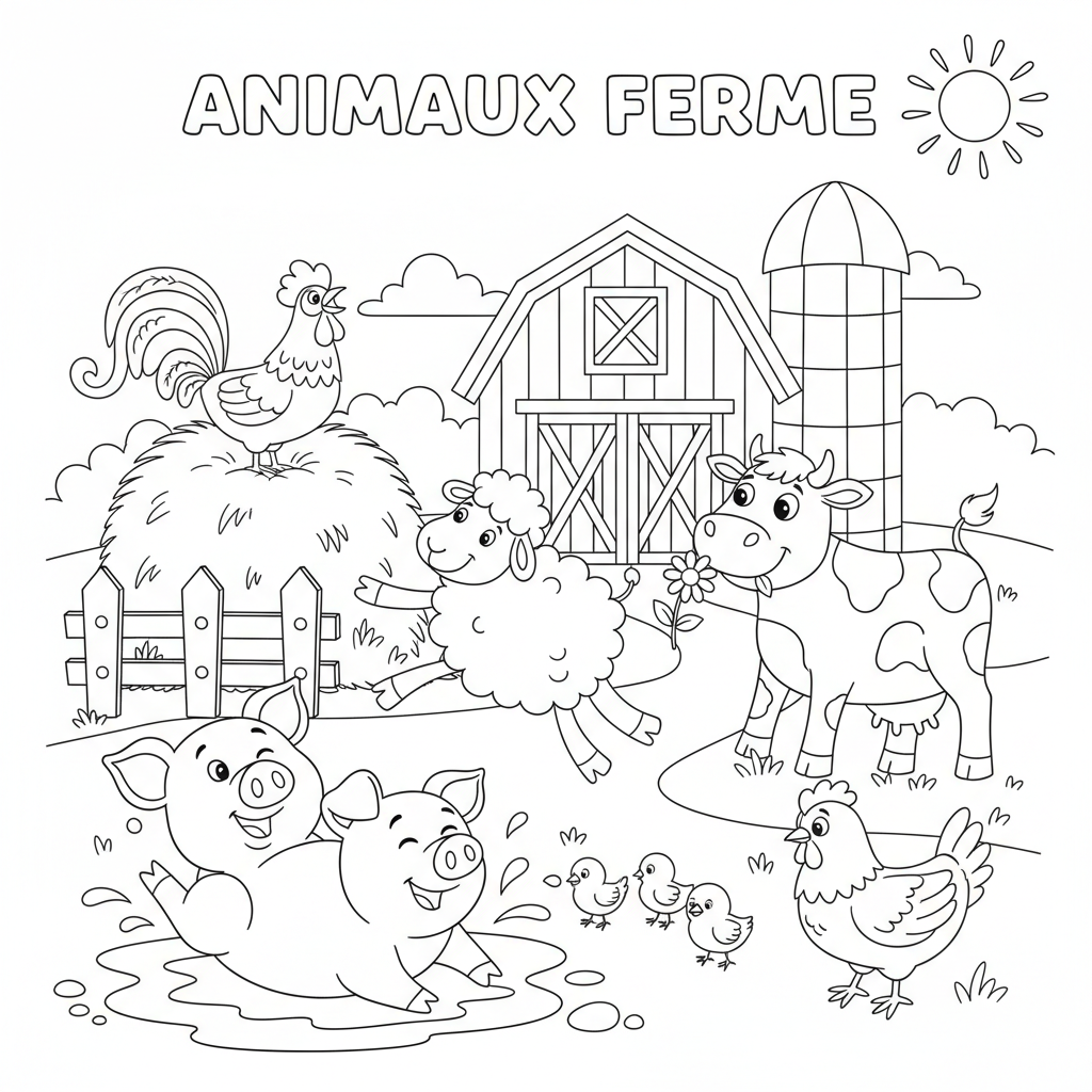 Coloriage animaux ferme coloriage 5