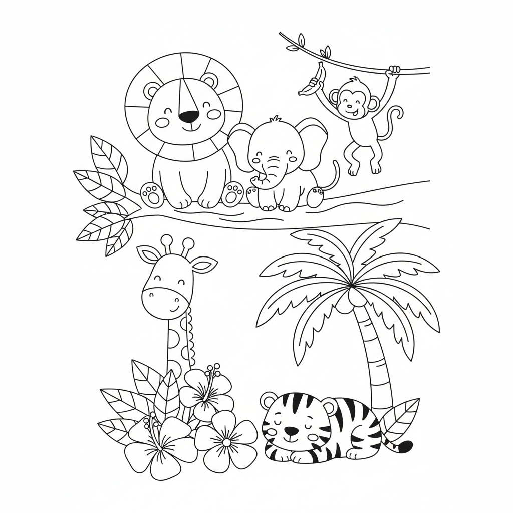 Coloriage animaux jungle coloriage 1