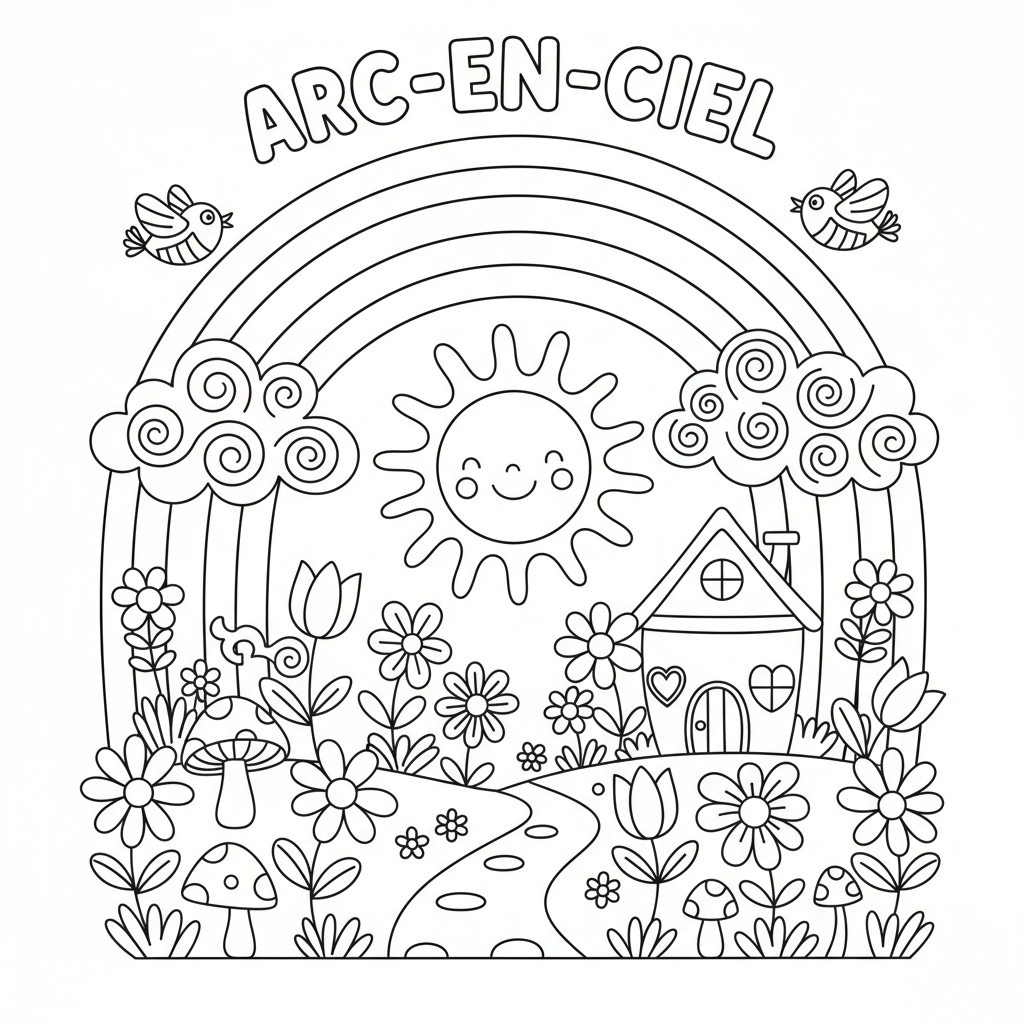Coloriage arc en ciel coloriage 2