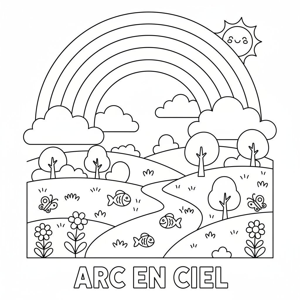 Coloriage arc en ciel coloriage 3