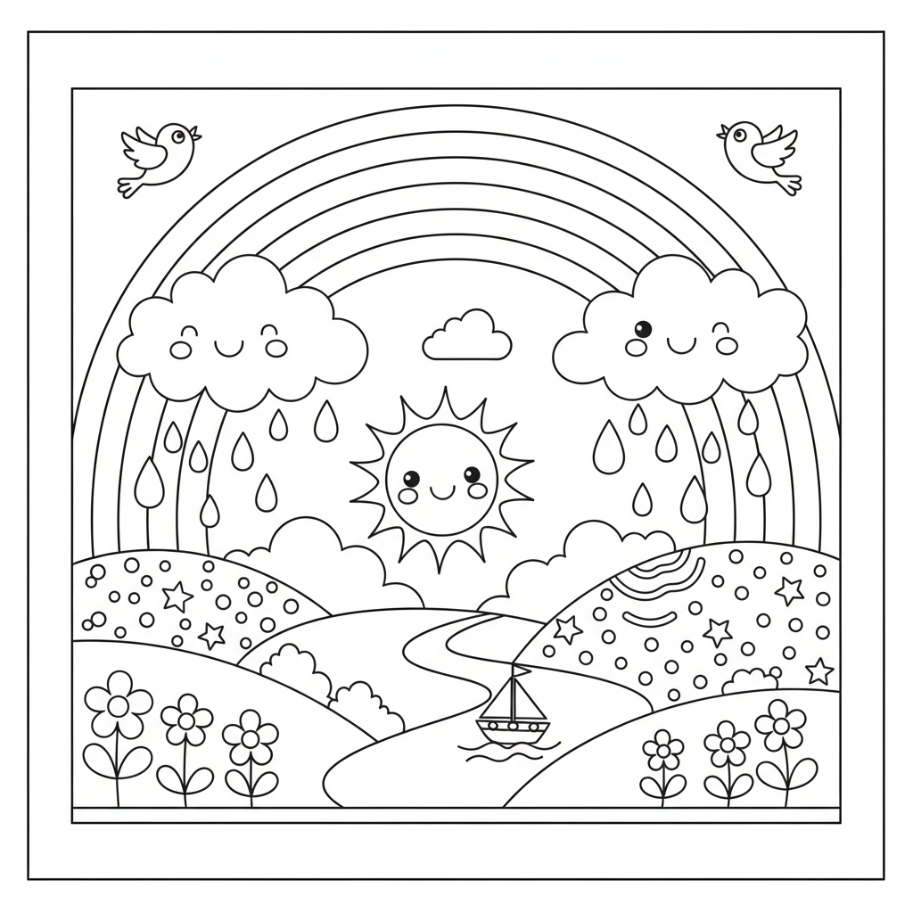 Coloriage arc en ciel coloriage à imprimer 2