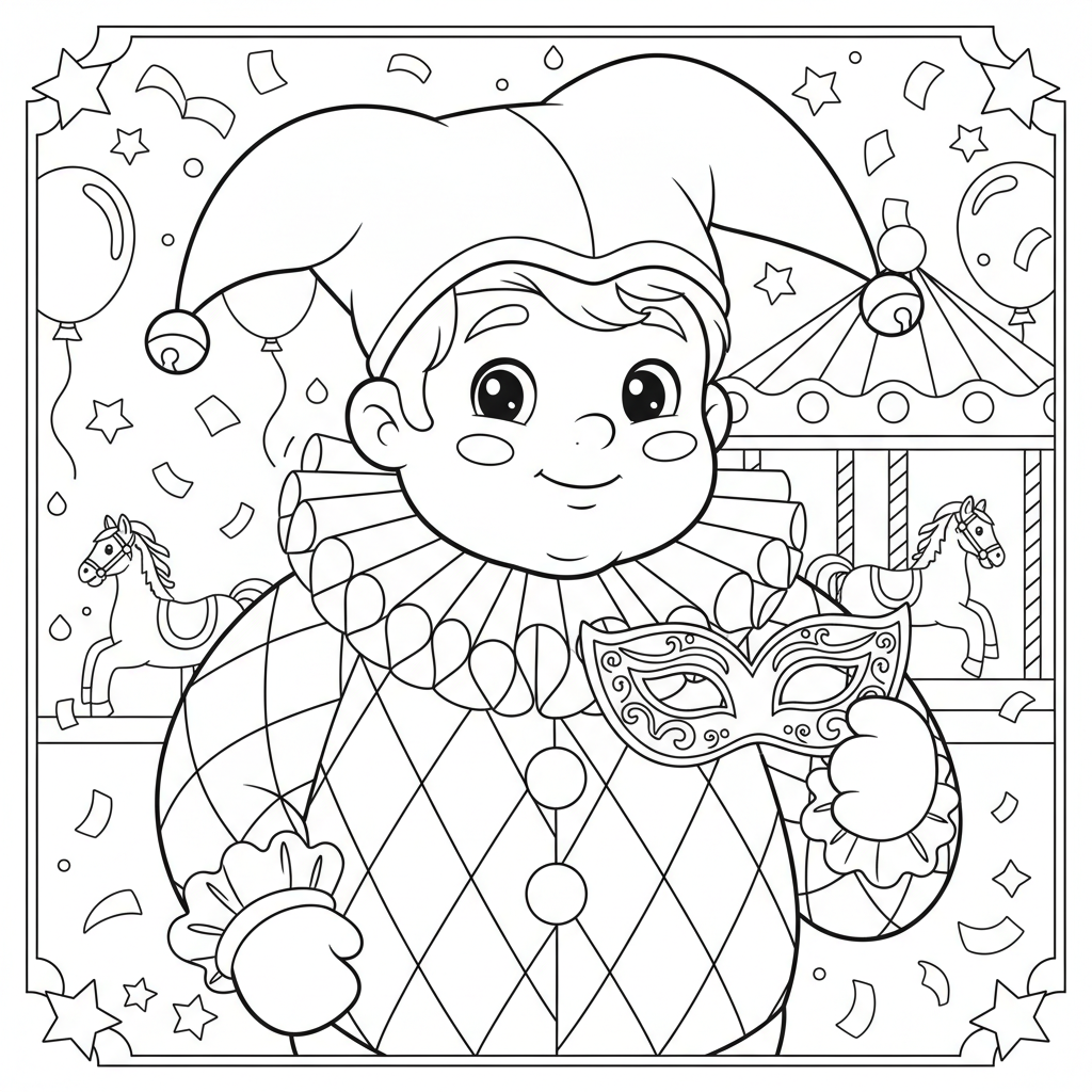 Coloriage arlequin coloriage carnaval 4
