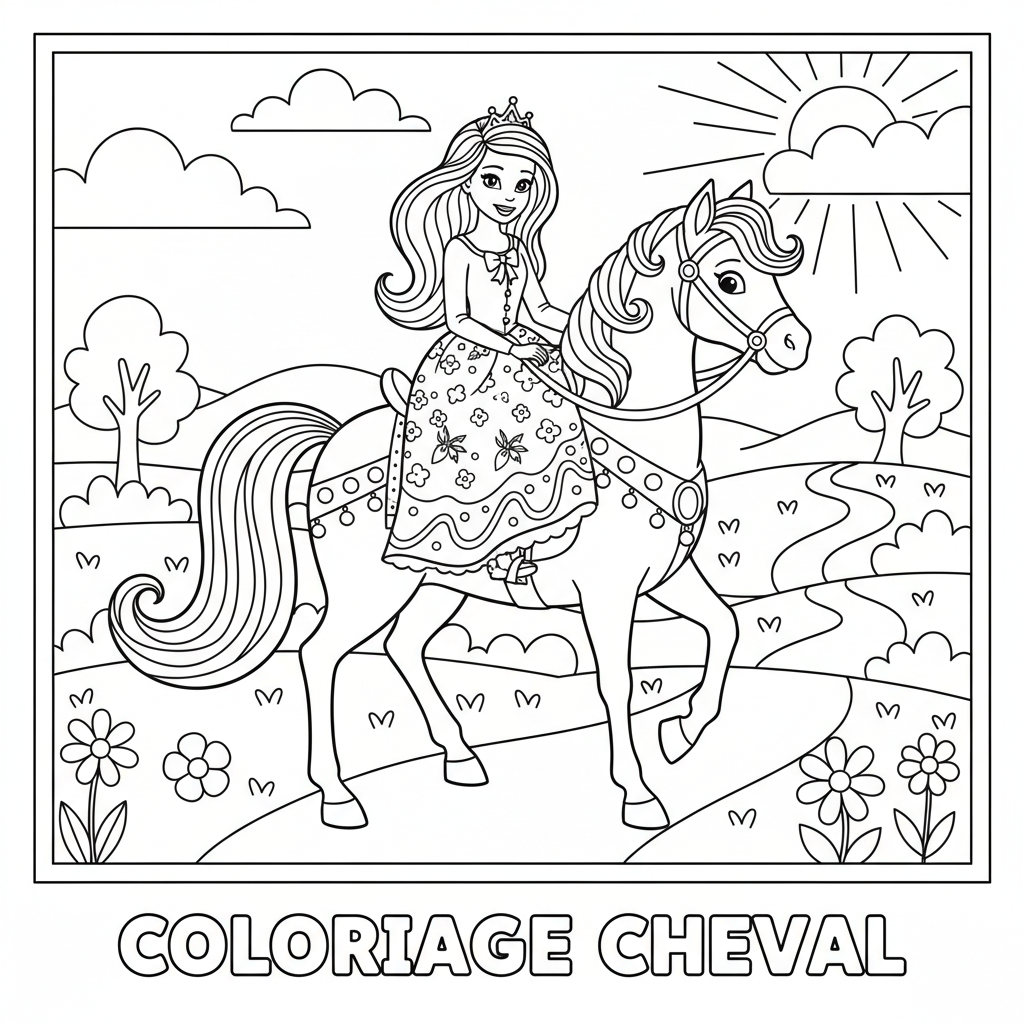 Coloriage barbie cheval coloriage 3