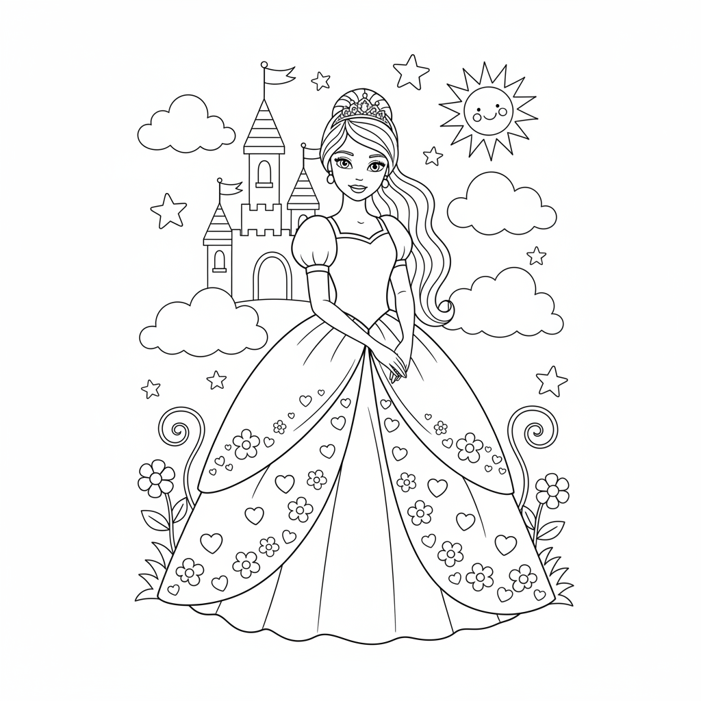 Coloriage barbie princesse coloriage
