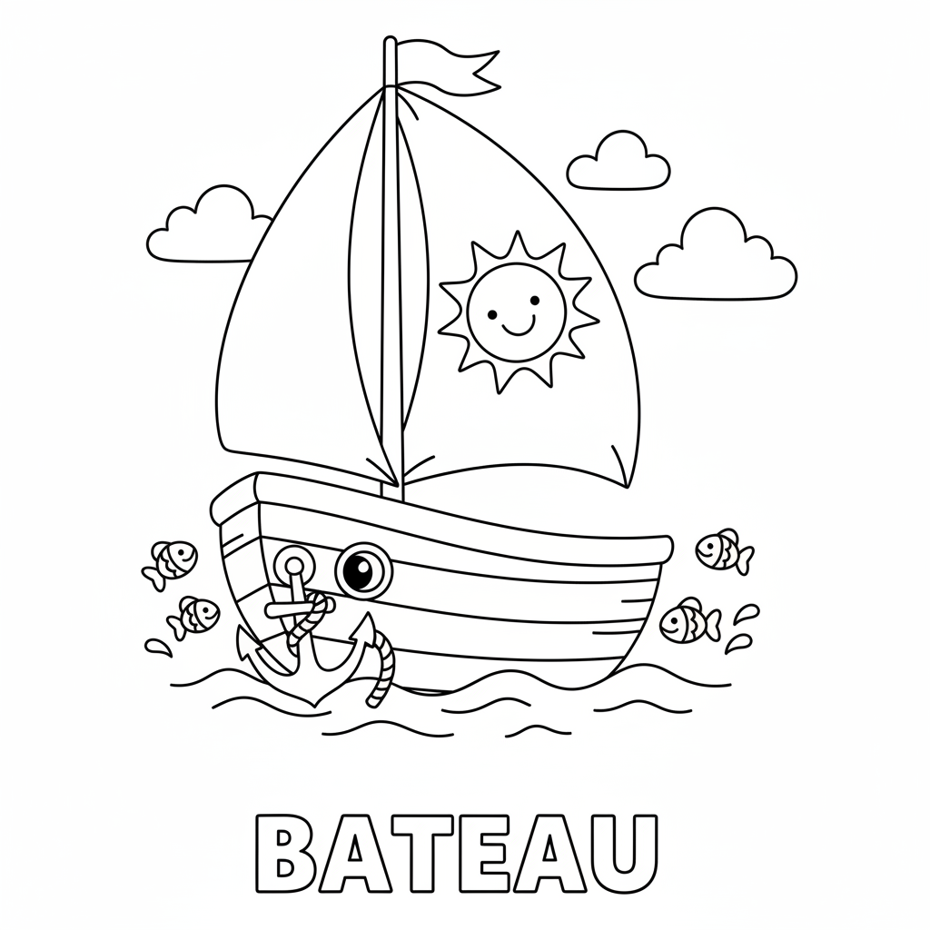Coloriage bateau coloriage
