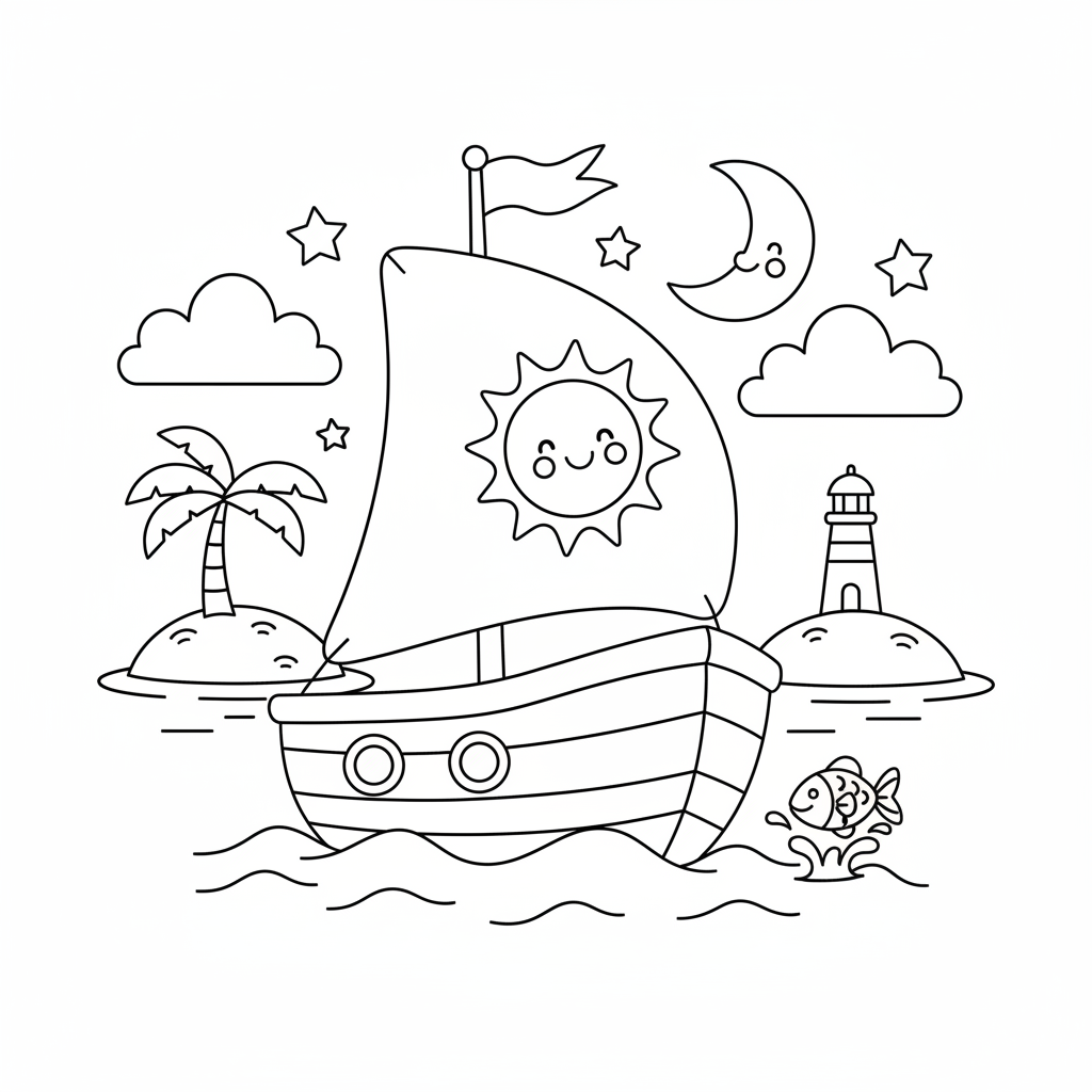 Coloriage bateau coloriage 3