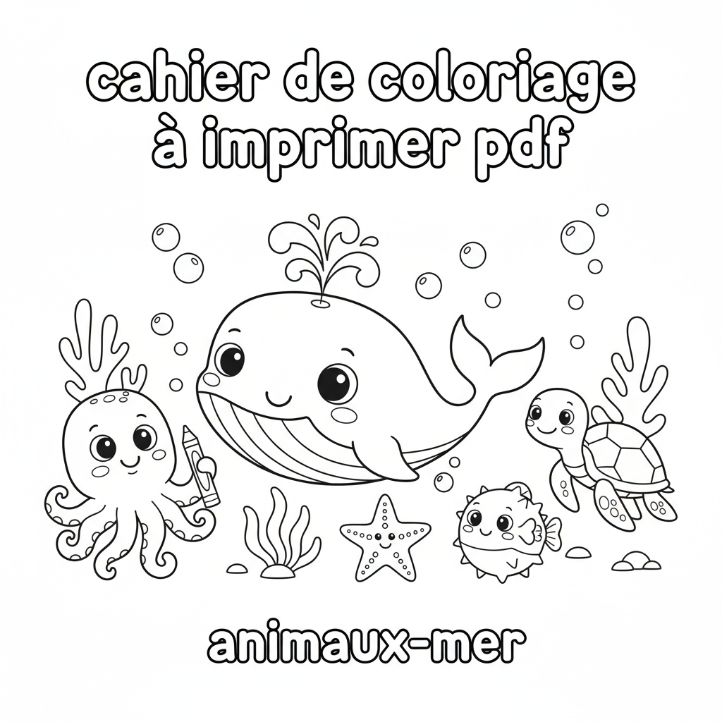 Cahier De Coloriage À Imprimer Pdf Animaux De La Mer