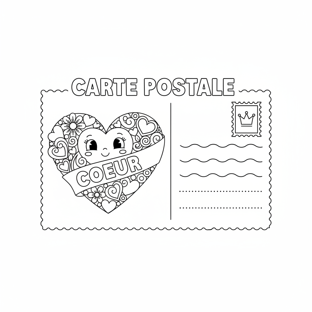 Coloriage carte postale coloriage 2