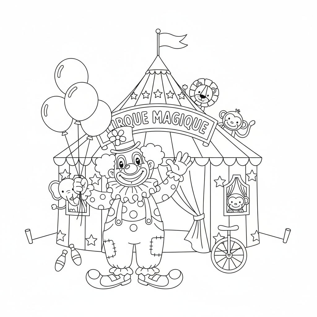 Coloriage chapiteau cirque coloriage 2