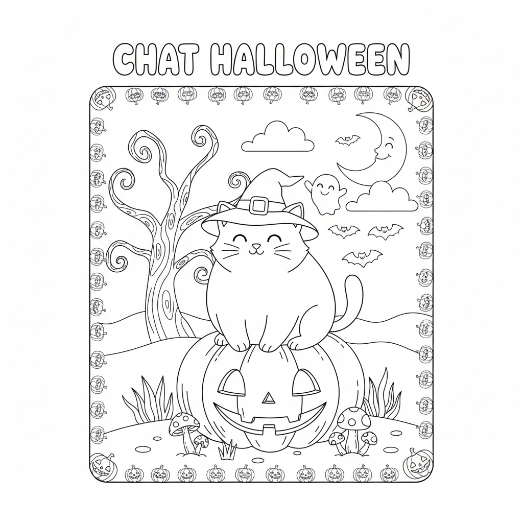 Coloriage chat halloween coloriage 3