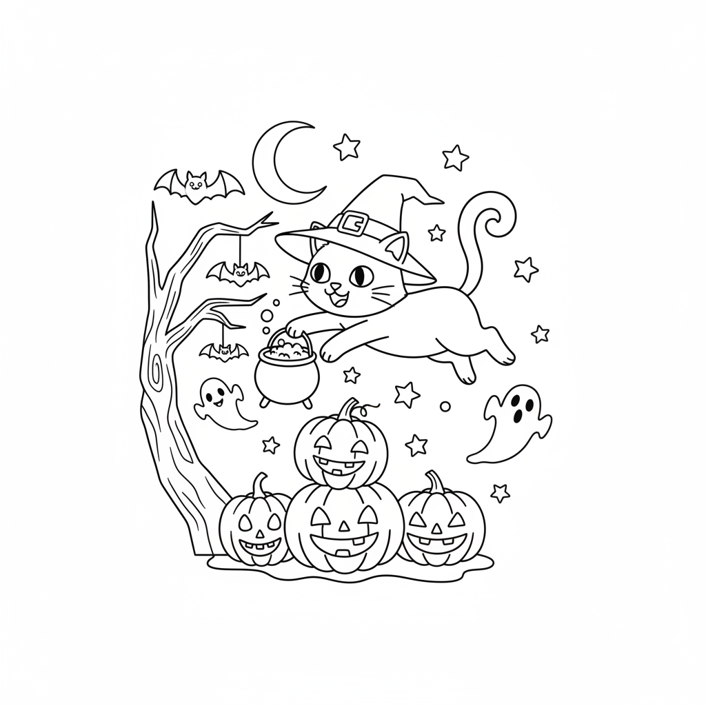 Coloriage chat halloween coloriage 5