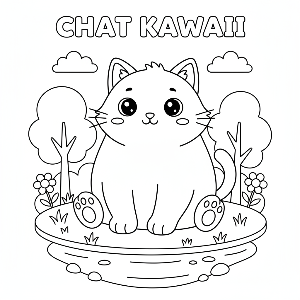 Coloriage chat kawaii coloriage 3
