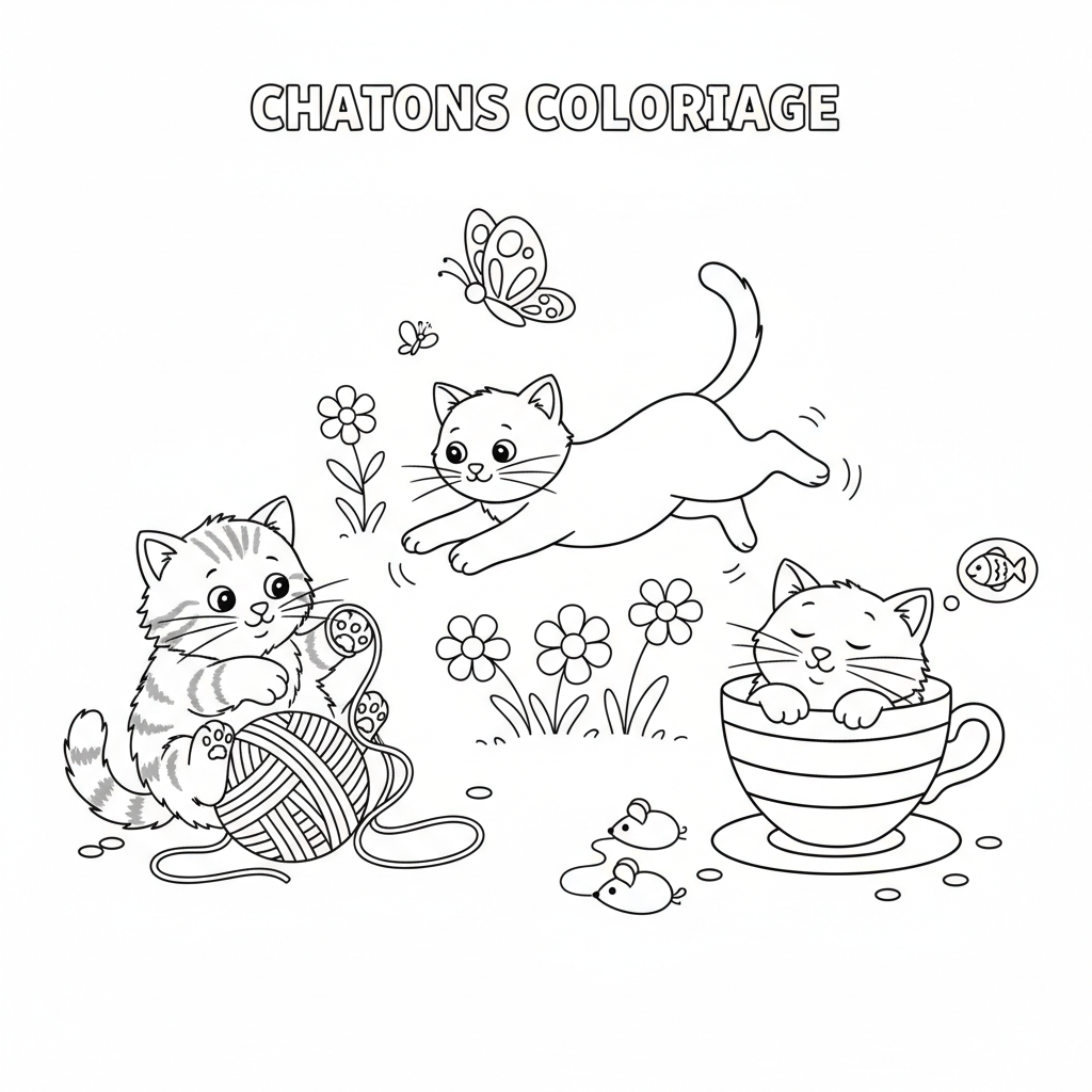 Coloriage chatons coloriage 2