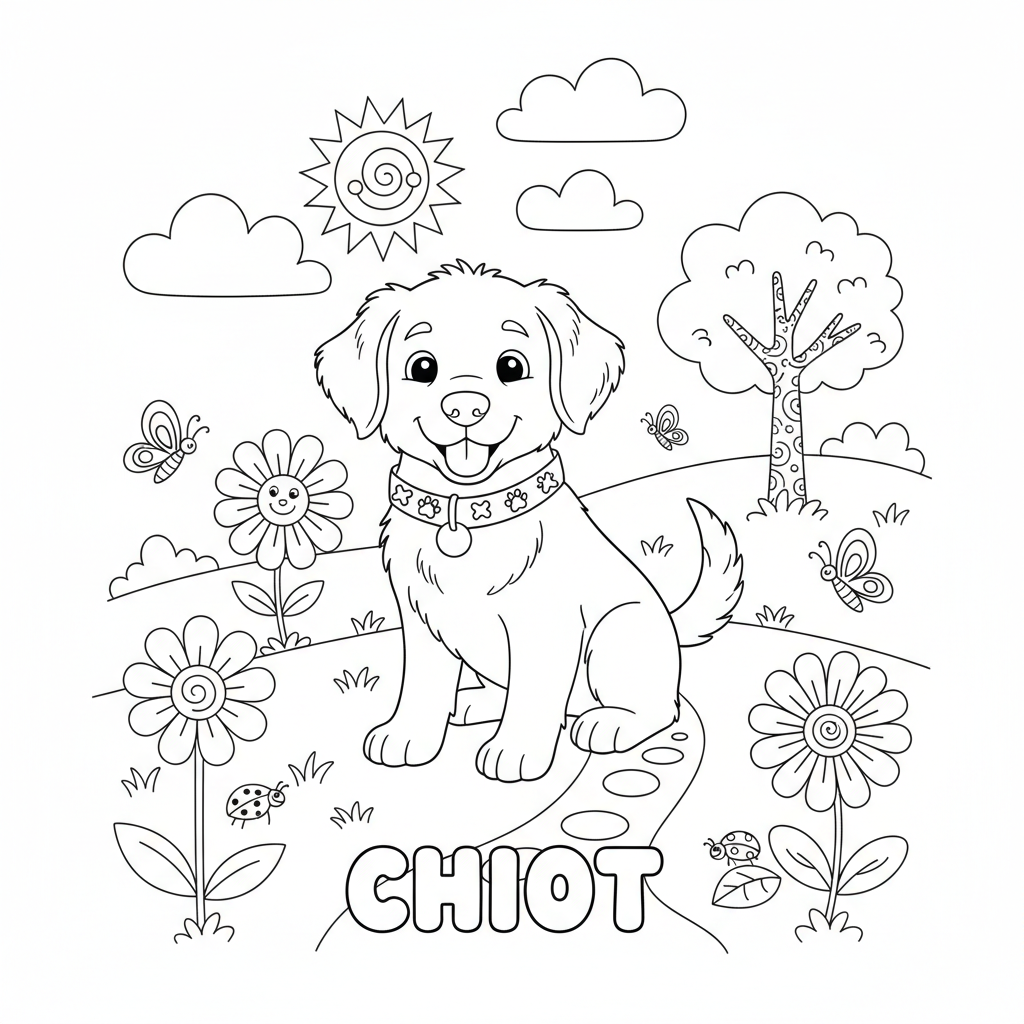 Coloriage chiot coloriage chien 3