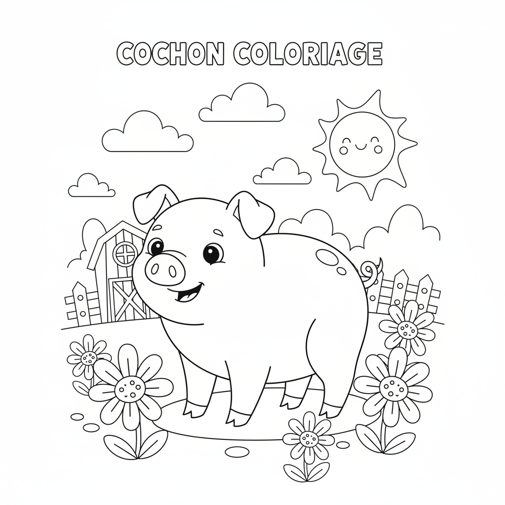 Coloriage cochon coloriage 3