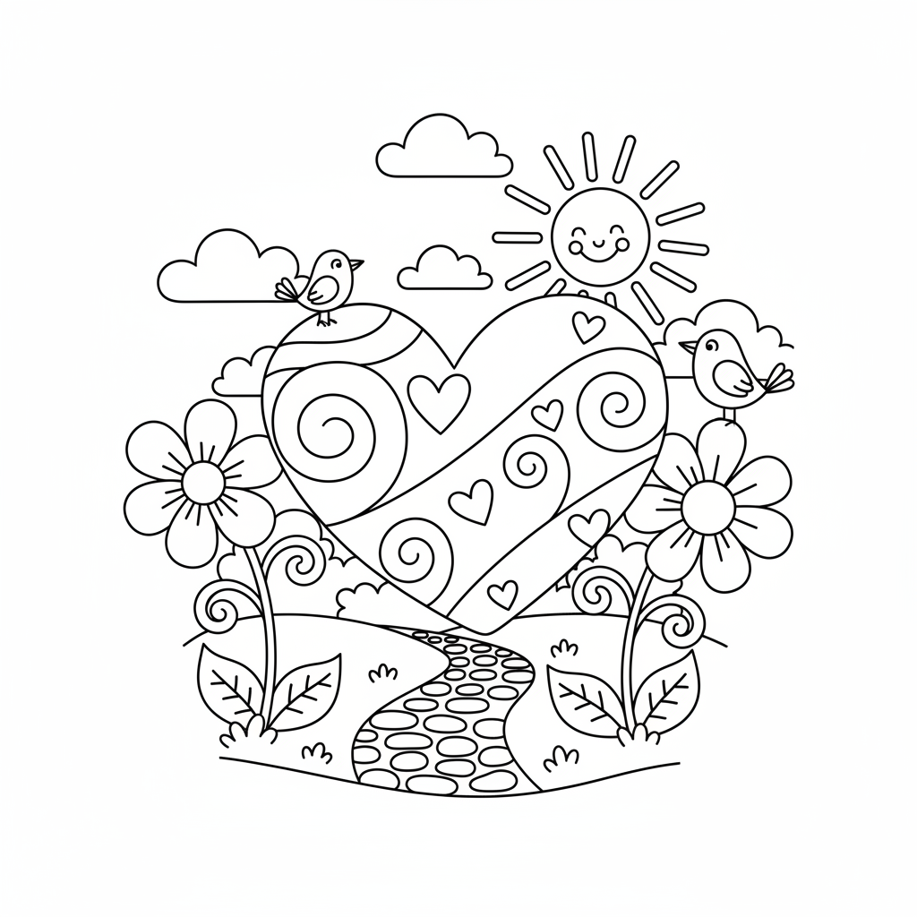 Coloriage coeur en coloriage 3