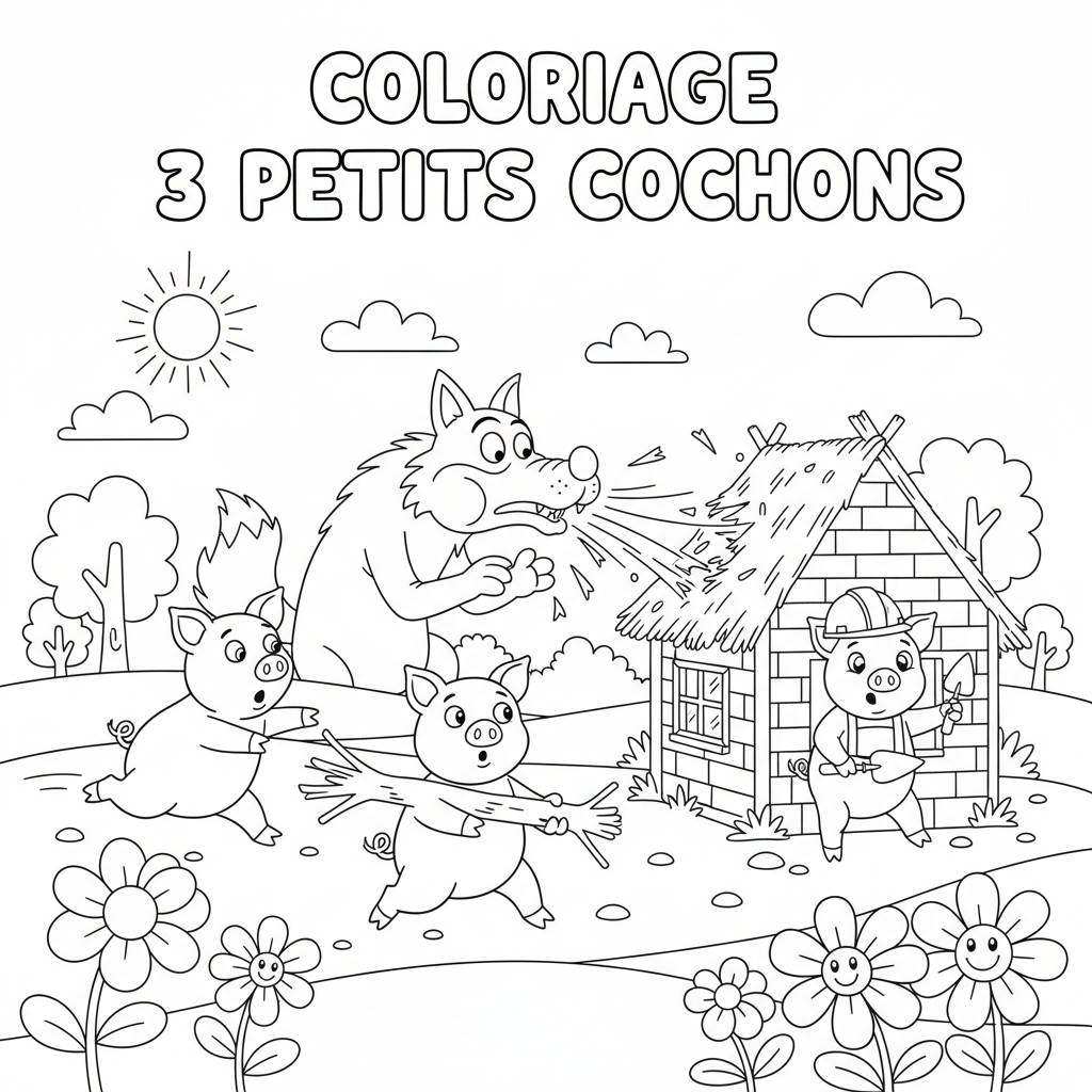 Coloriage coloriage 3 petits cochons 5