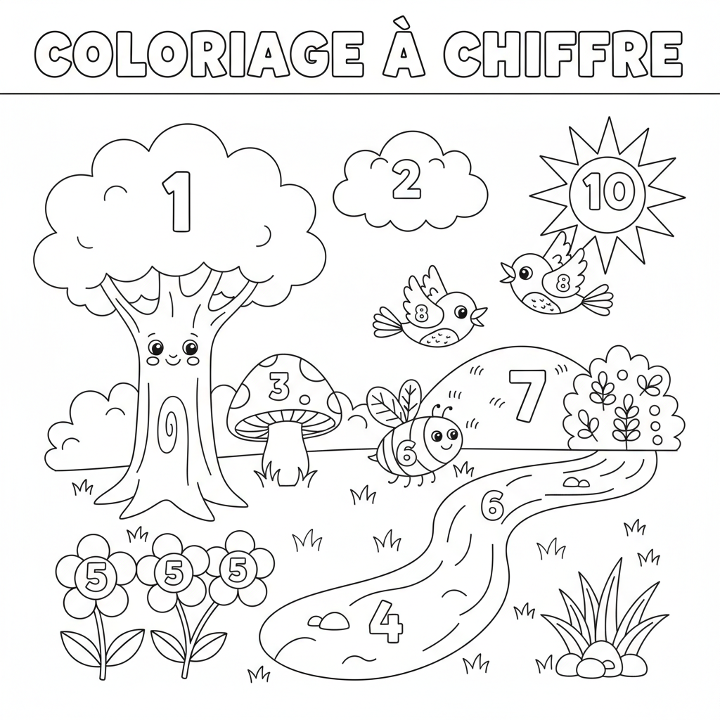 Coloriage coloriage a chiffre 3