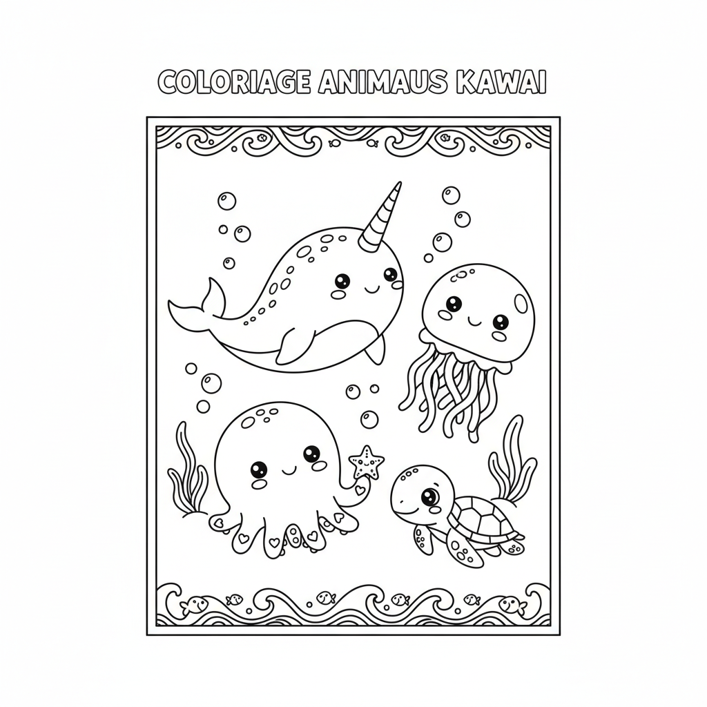 Coloriage coloriage à imprimer animaux kawaii 2