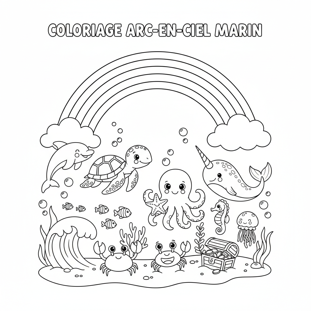 Coloriage coloriage à imprimer arc en ciel 2