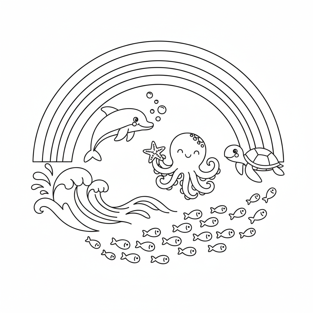 Coloriage coloriage à imprimer arc en ciel 5