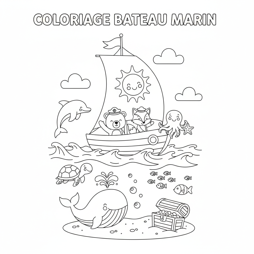 Coloriage coloriage à imprimer bateau 2