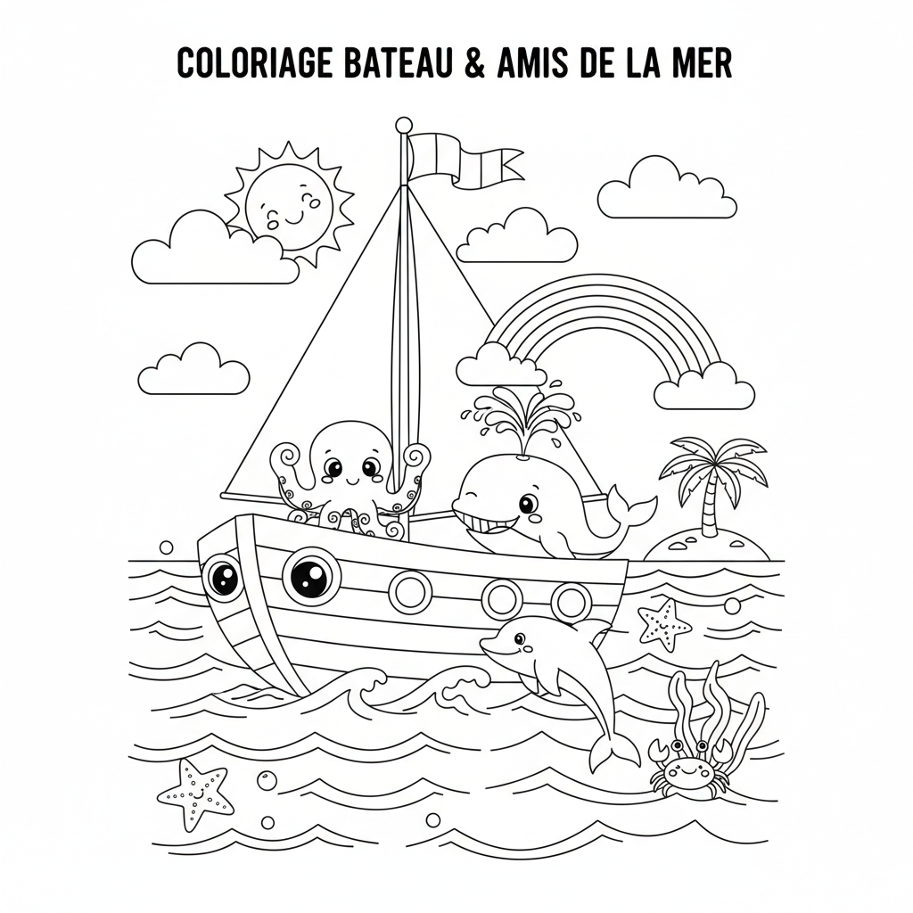 Coloriage coloriage à imprimer bateau 3