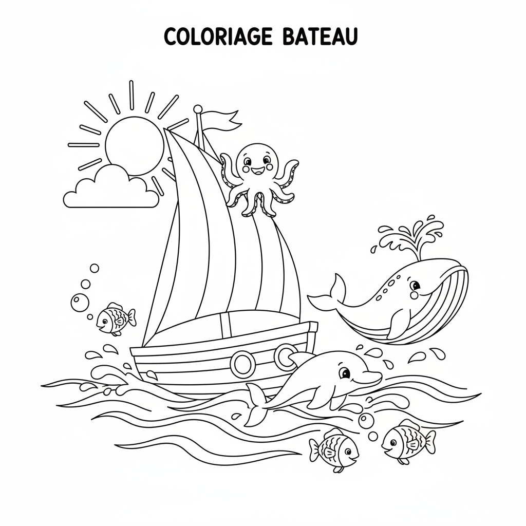 Coloriage coloriage à imprimer bateau 5