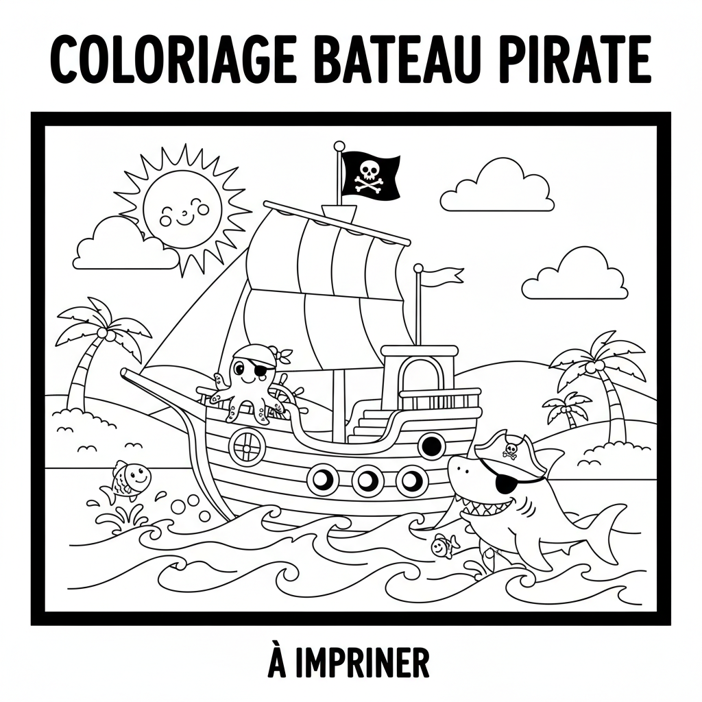Coloriage coloriage à imprimer bateau pirate 3