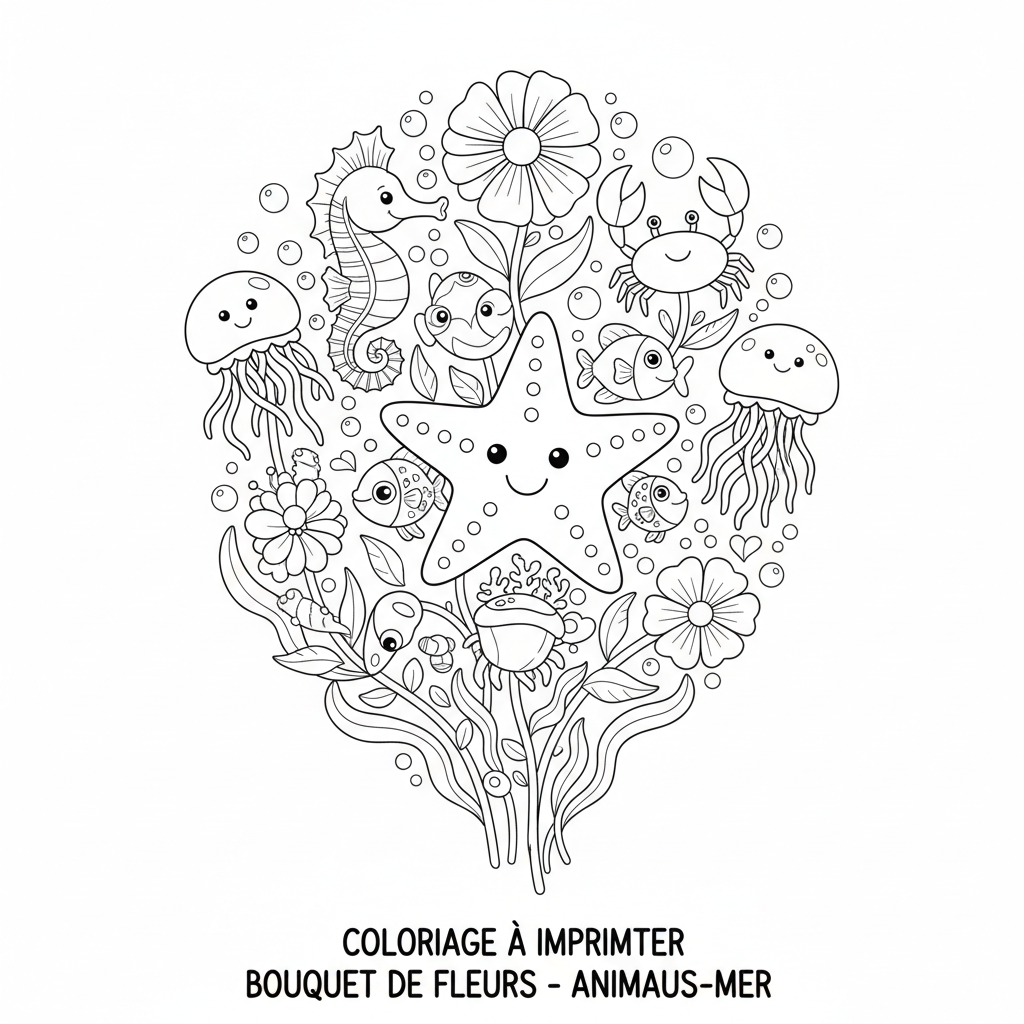 Coloriage coloriage à imprimer bouquet de fleurs 5