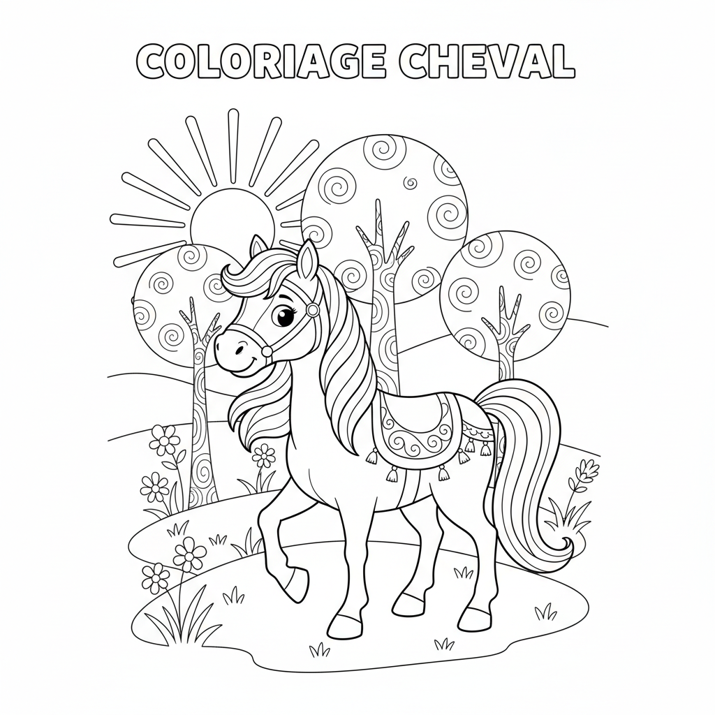 Coloriage coloriage à imprimer cheval 2