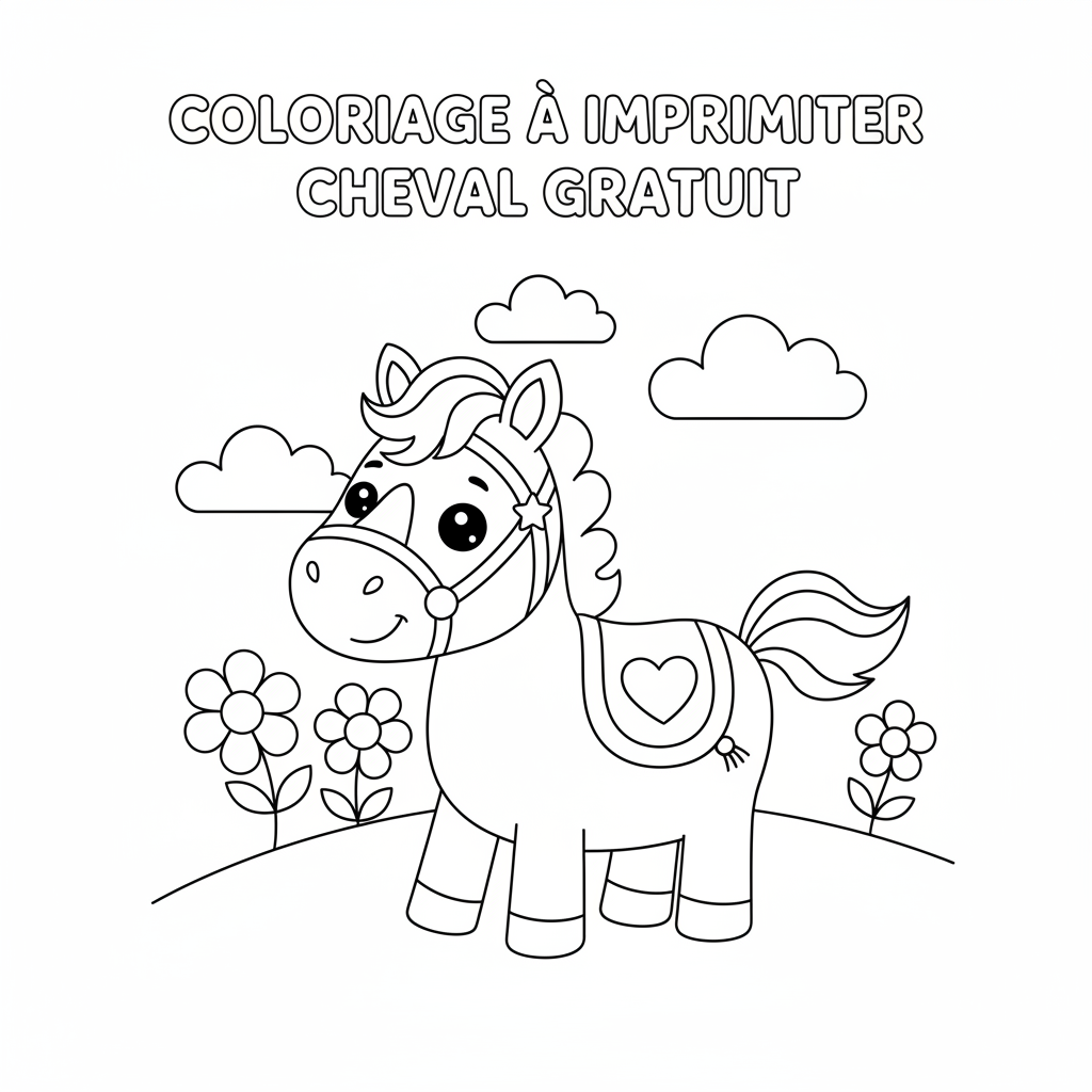 Coloriage coloriage à imprimer cheval gratuit