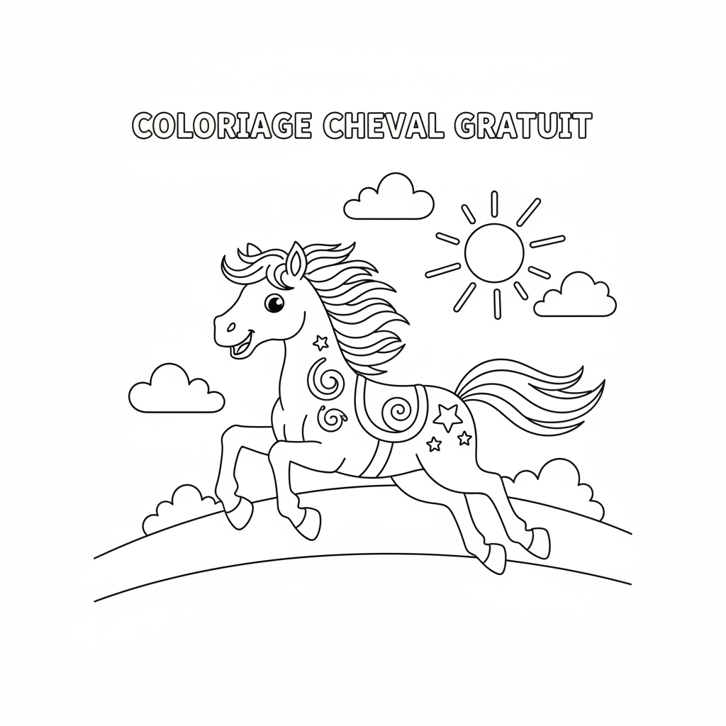 Coloriage coloriage à imprimer cheval gratuit 5