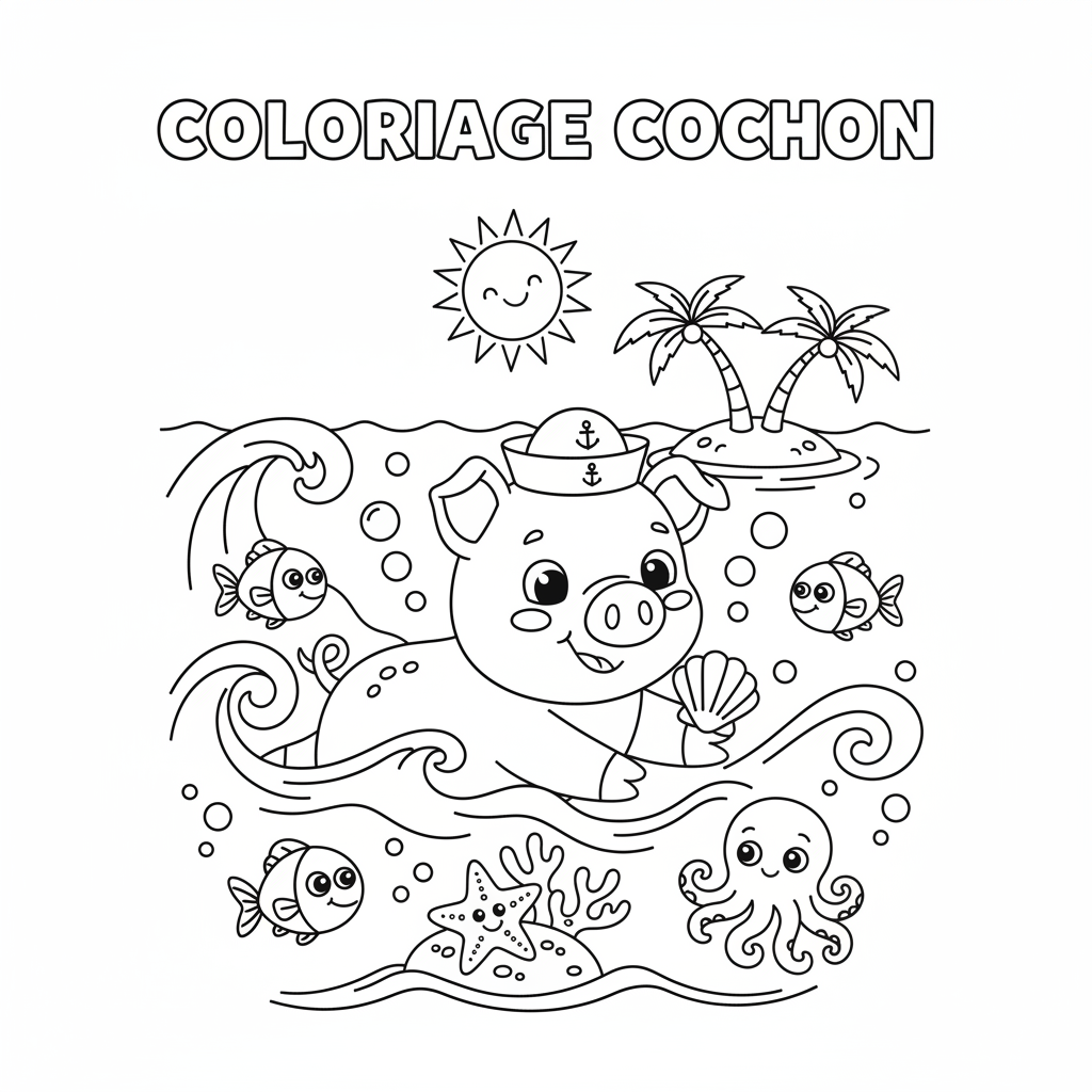 Coloriage coloriage à imprimer cochon 2