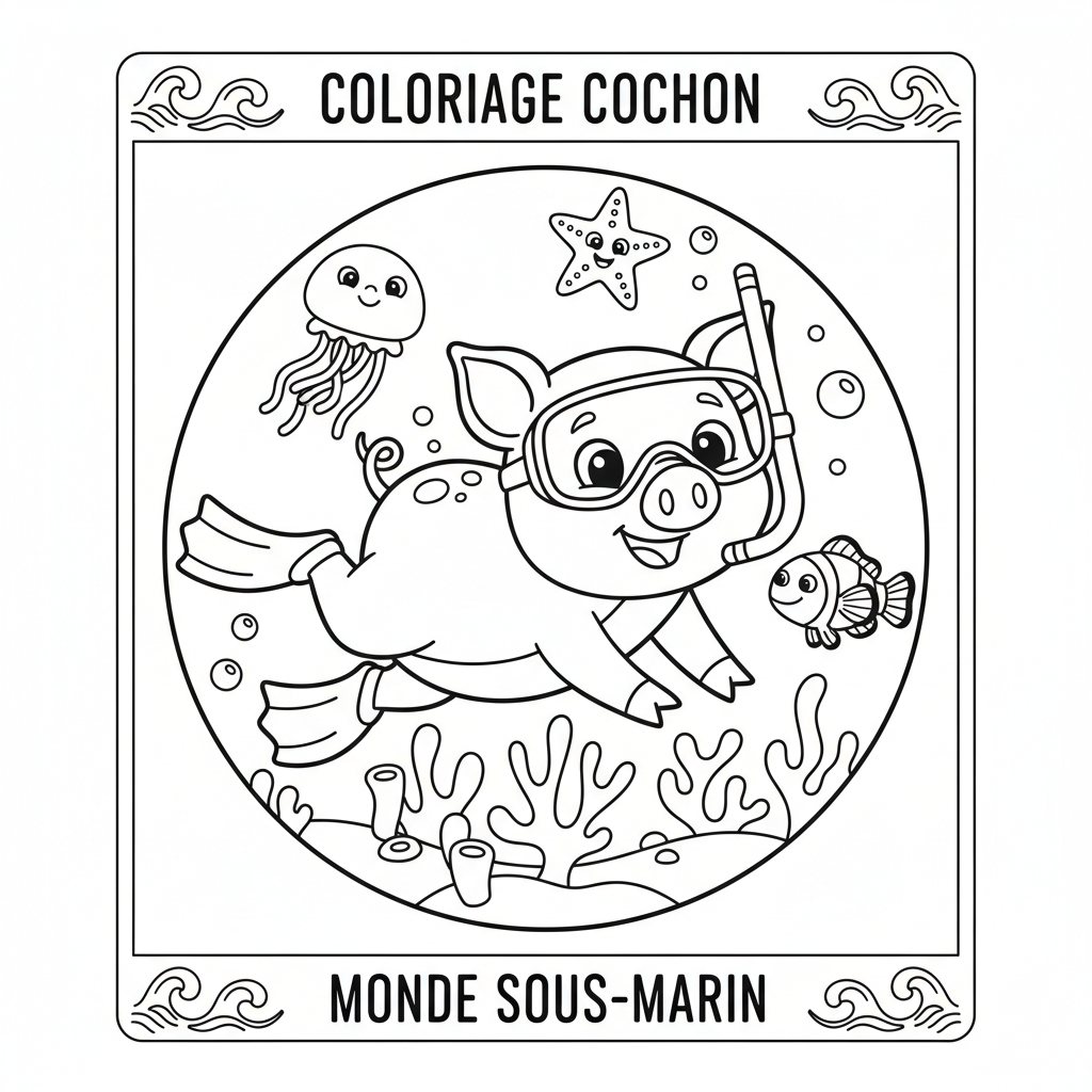 Coloriage coloriage à imprimer cochon 5