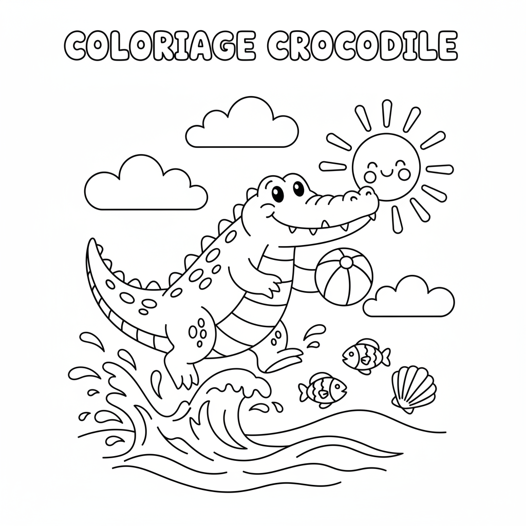 Coloriage coloriage à imprimer crocodile 5