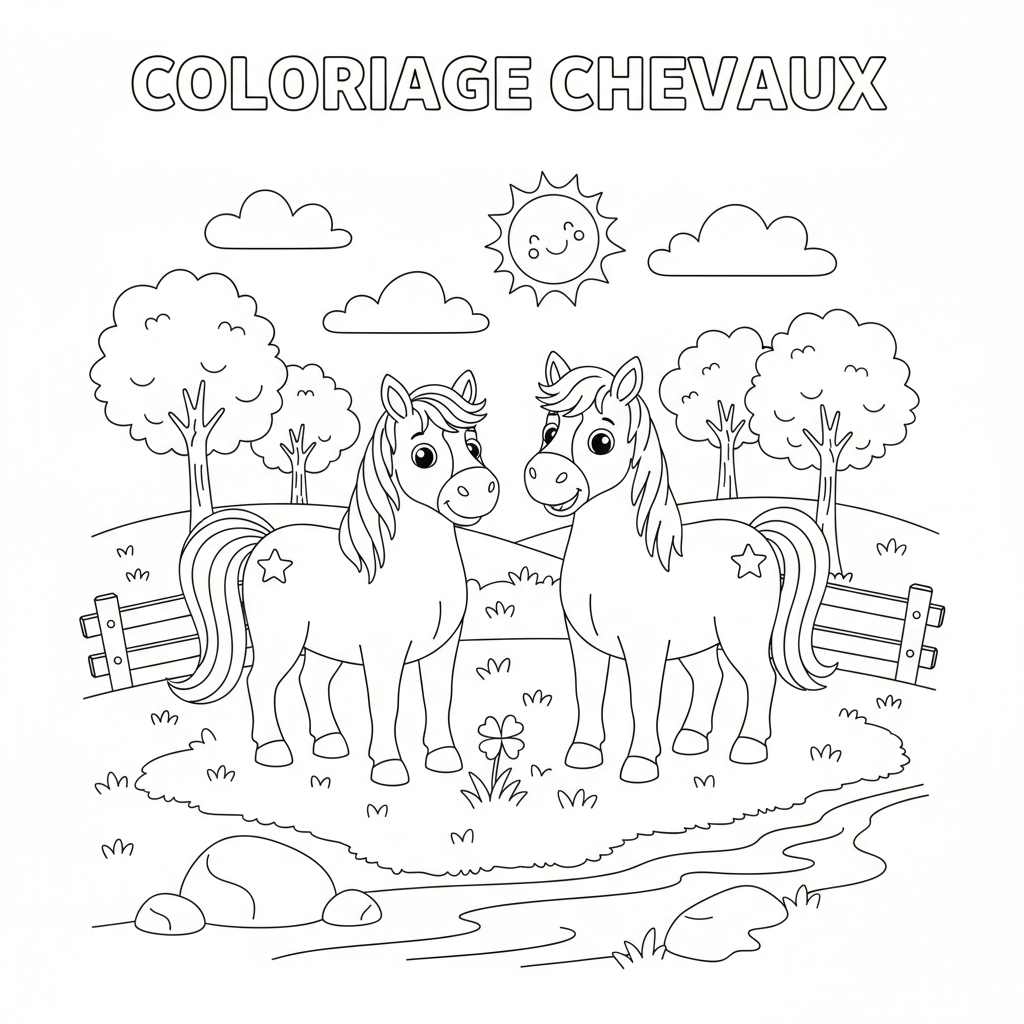 Coloriage coloriage à imprimer de chevaux 3