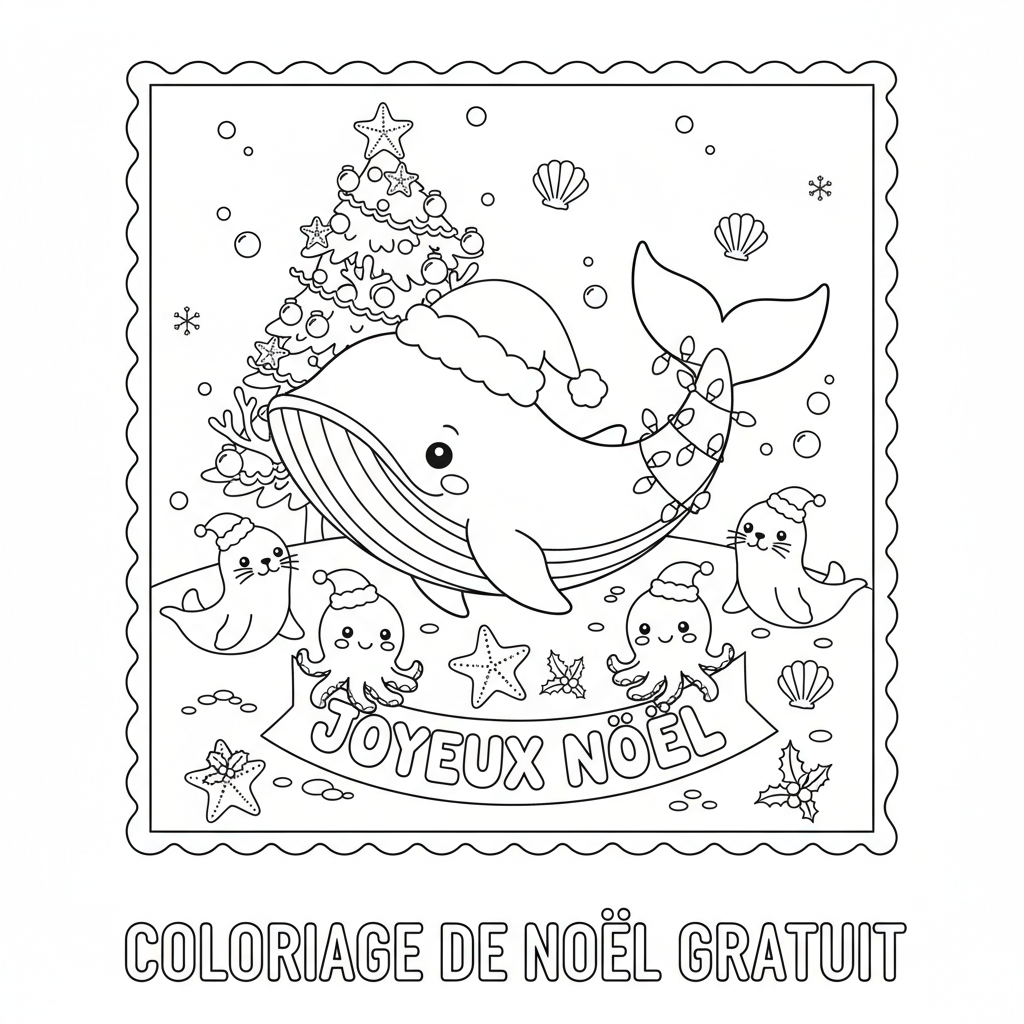 Coloriage A Imprimer De Noel Gratuit avec Animaux de la Mer