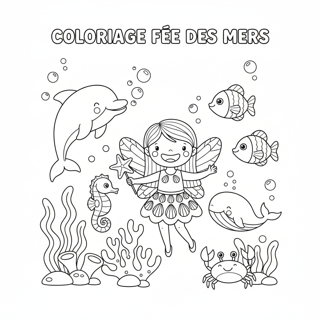 Coloriage A Imprimer Fée Gratuit pour les Enfants