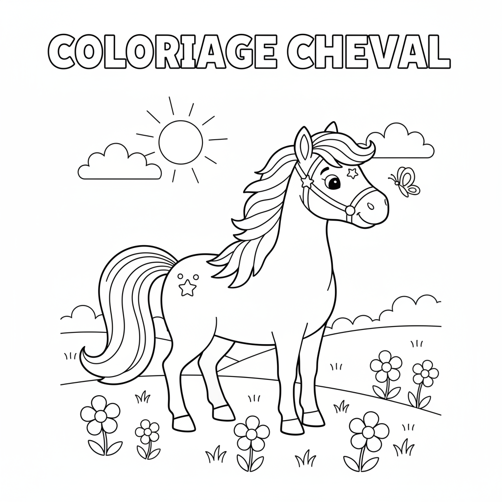 Coloriage coloriage à imprimer gratuit cheval 2