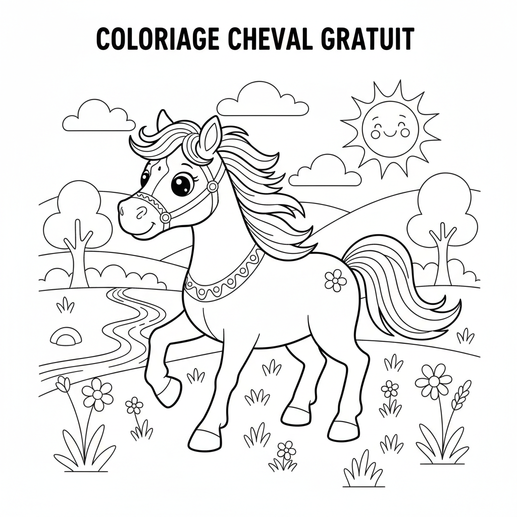 Coloriage coloriage à imprimer gratuit cheval 3