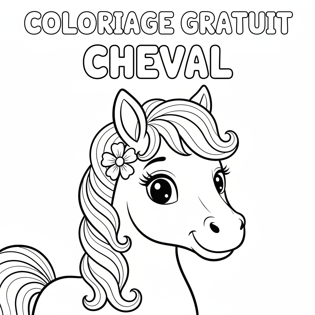 Coloriage coloriage à imprimer gratuit cheval 4