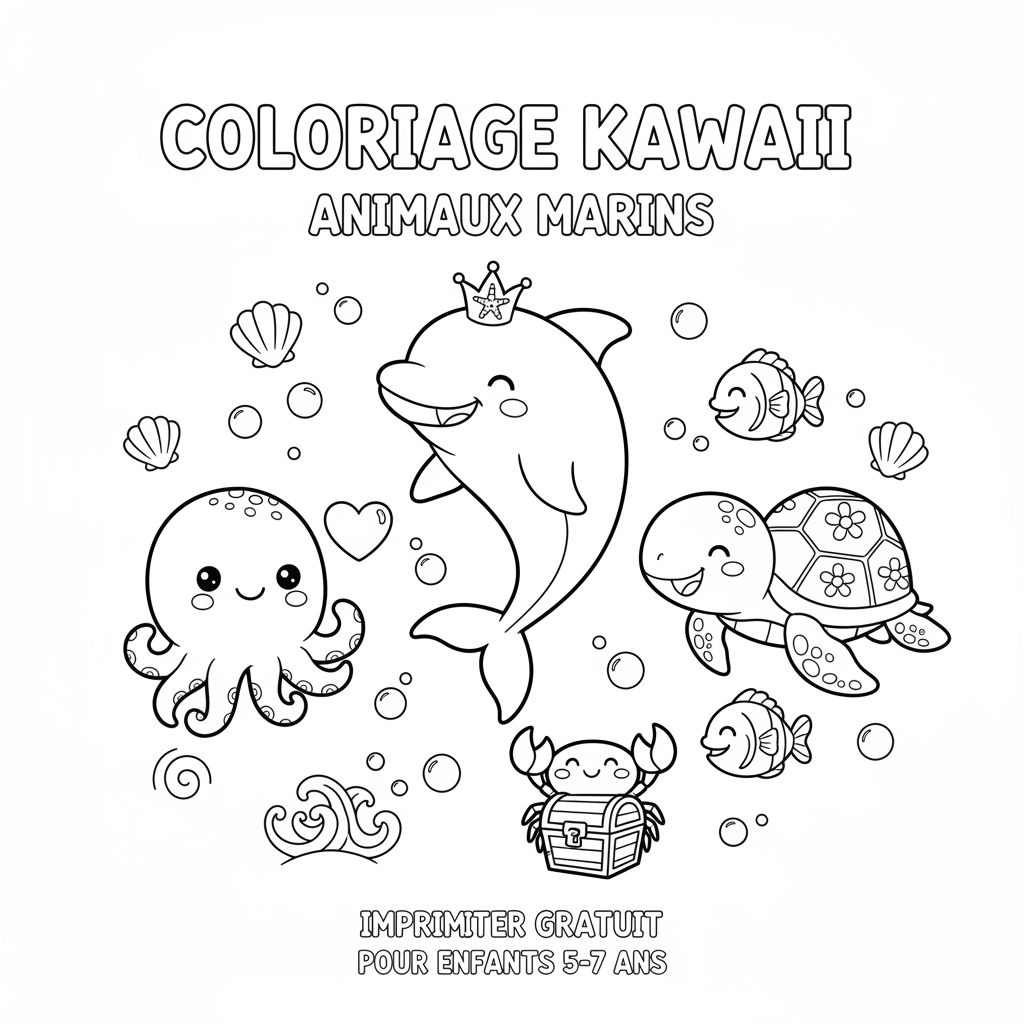 Coloriage coloriage à imprimer gratuit kawaii 2