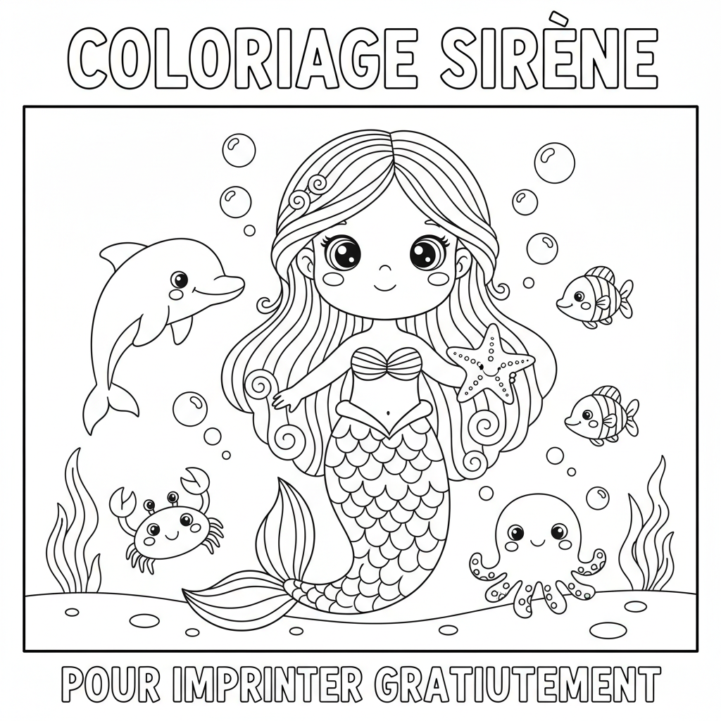Coloriage coloriage à imprimer gratuit sirène