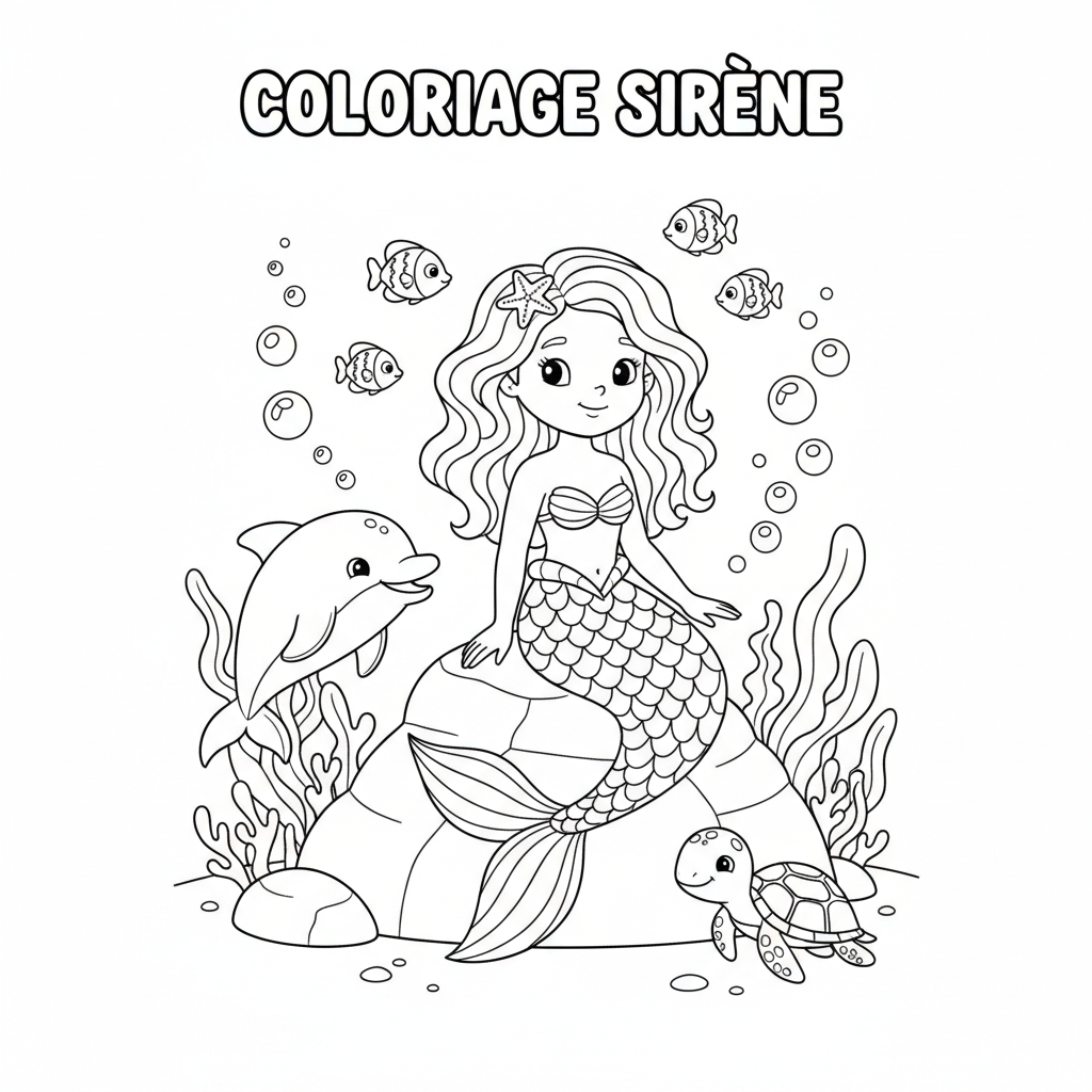 Coloriage coloriage à imprimer gratuit sirène 2
