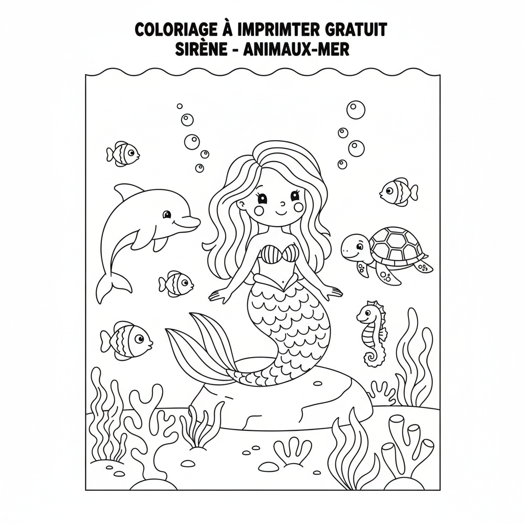 Coloriage coloriage à imprimer gratuit sirène 3