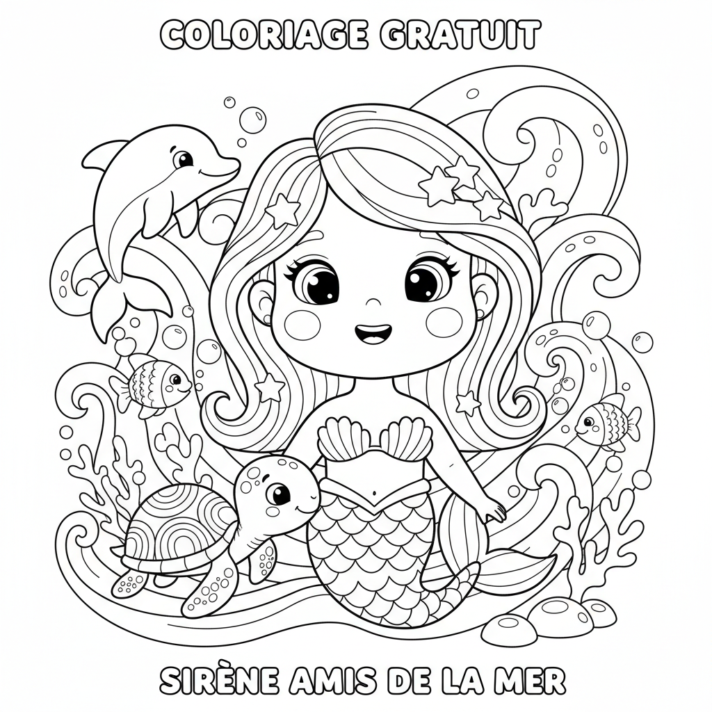 Coloriage coloriage à imprimer gratuit sirène 4
