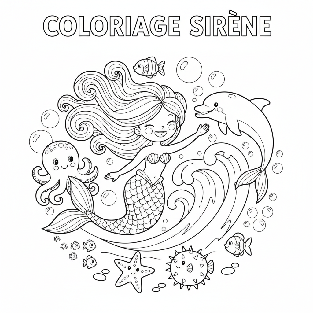 Coloriage coloriage à imprimer gratuit sirène 5