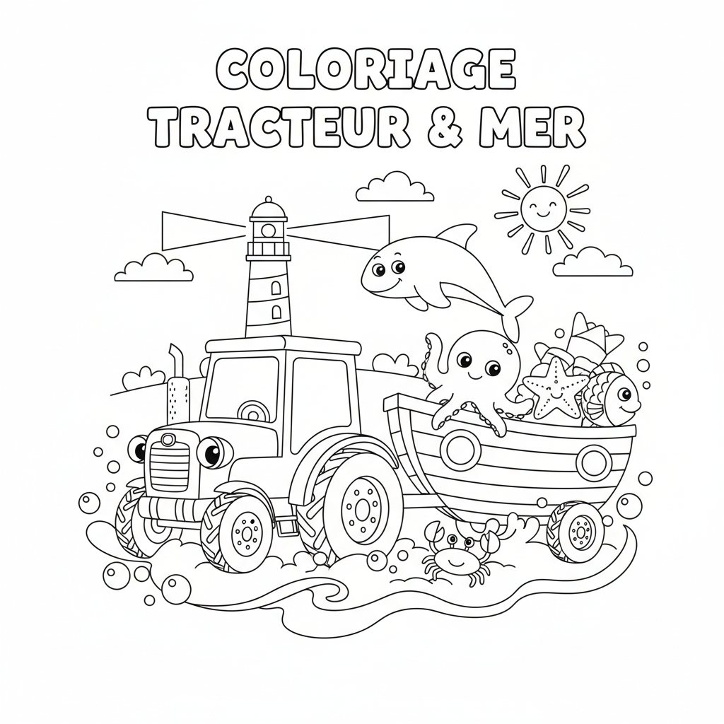 Coloriage À Imprimer Gratuit Tracteur pour les Enfants